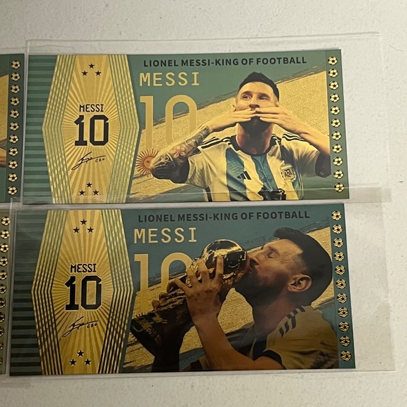 5 Lionel Messi Gold Foil Argentina Bank Note Notes Soccer Football Futbol #10 - Picture 5 of 10
